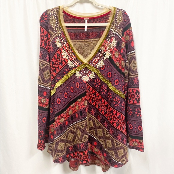 Free People World Traveler Boho Alpaca Blend Pullover Tunic Sweater - Picture 2 of 13